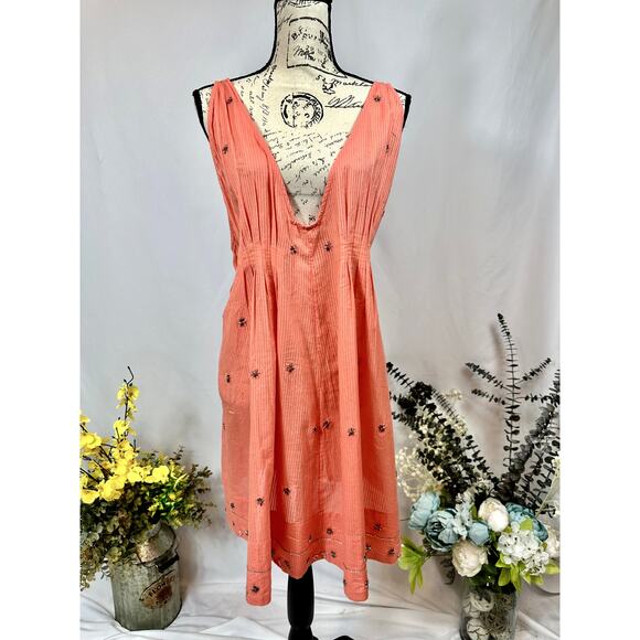 Free People Crushin On You Cotton Beaded Striped Dress - Picture 2 of 16